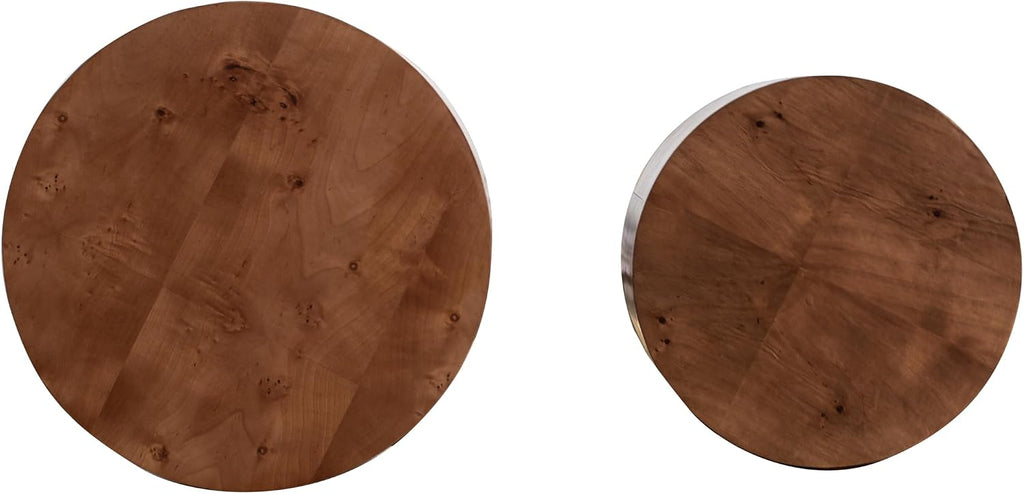 WILLIAMSPACE 18.9' Round Nesting Coffee Table Set of 2, Modern Wooden Coffee Tables Small Circle Center Table for Living Room, Accent End Table Set, No Assembling (Brown Burl)