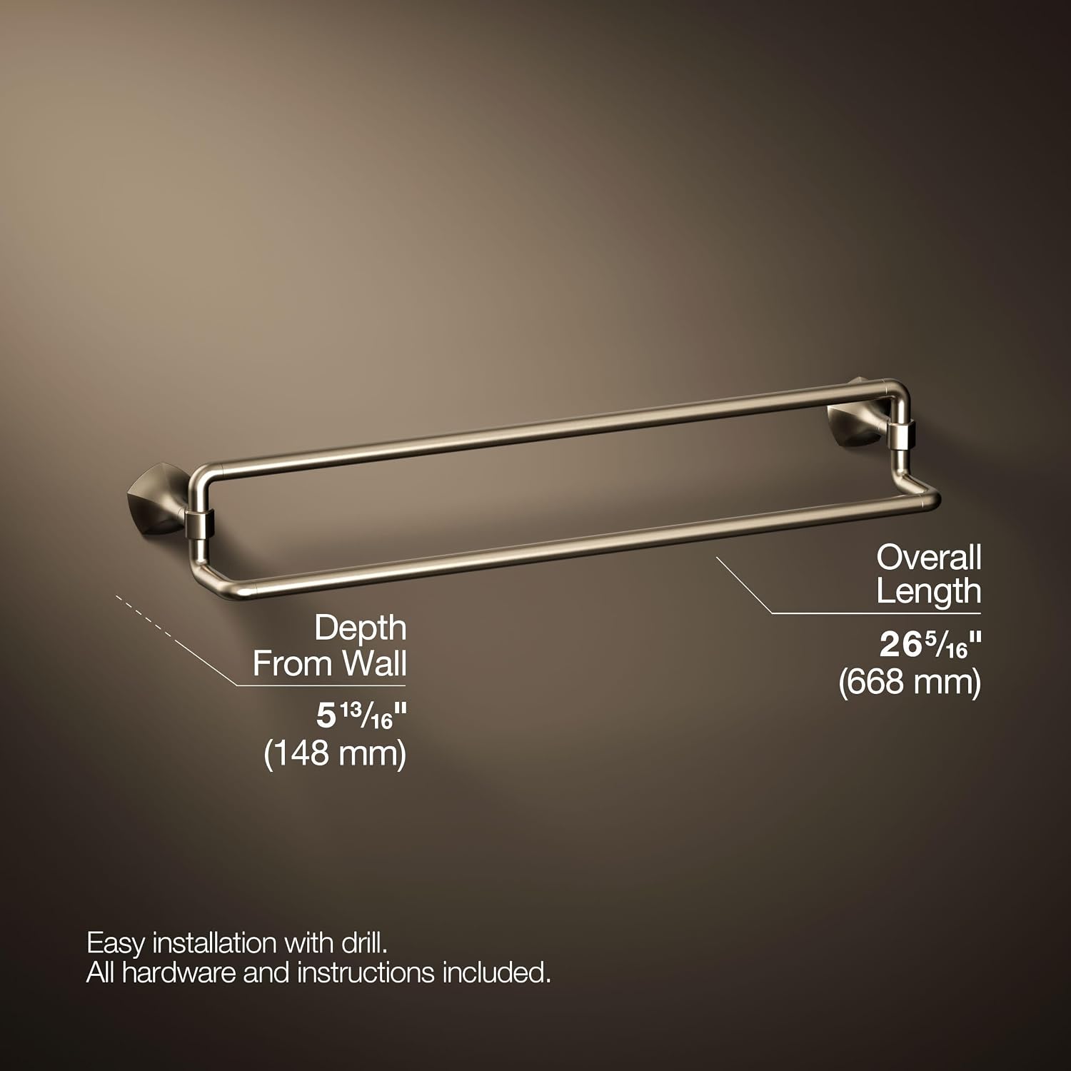 Kohler 27062-BV Occasion® 24' Double Towel bar, Vibrant Brushed Bronze