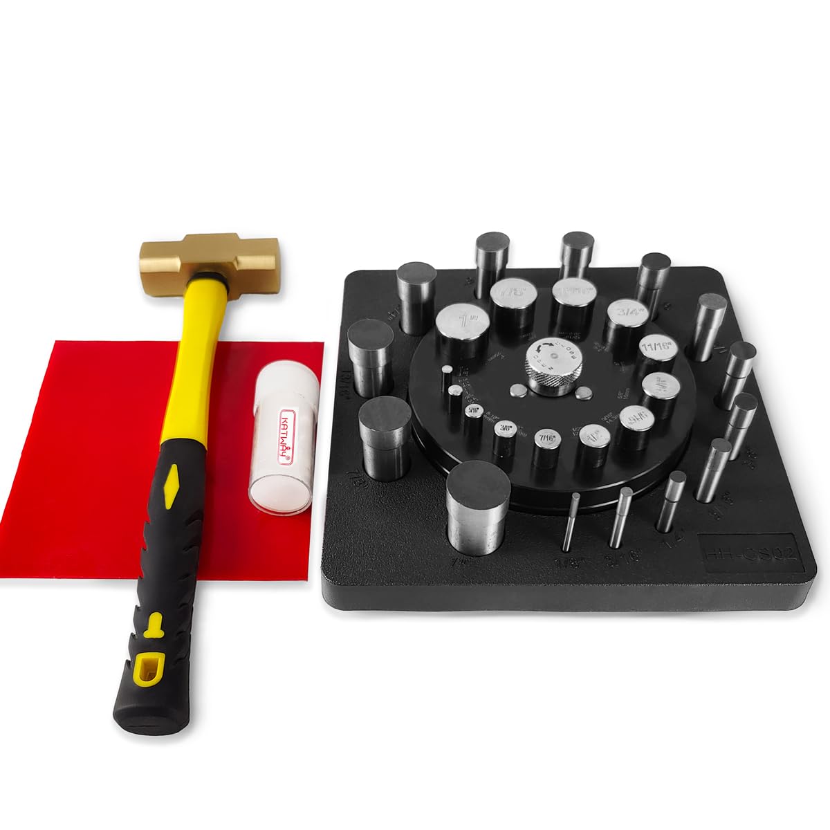 Round Disc Cutter Set 13 Sizes 1/4' to 3-3/8' with Comfortable Yellow Handle Precision Hole Punch for Leather, Fabric, Paper, Crafting - Durable Stainless Steel Blades DIY Sewing Tools HH-CS02
