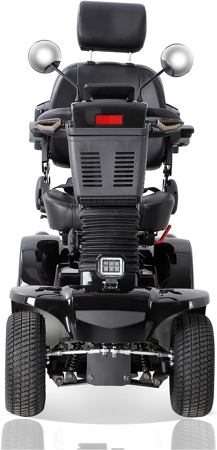 Mobility Scooters for Seniors & Adults 400 Lb Weight Capacity,4-Wheel Heavy Duty Foldable Portable Scooter,All-Terrain Disability Electric Wheelchair,Electromagnetic Brake,Storage Box,Black