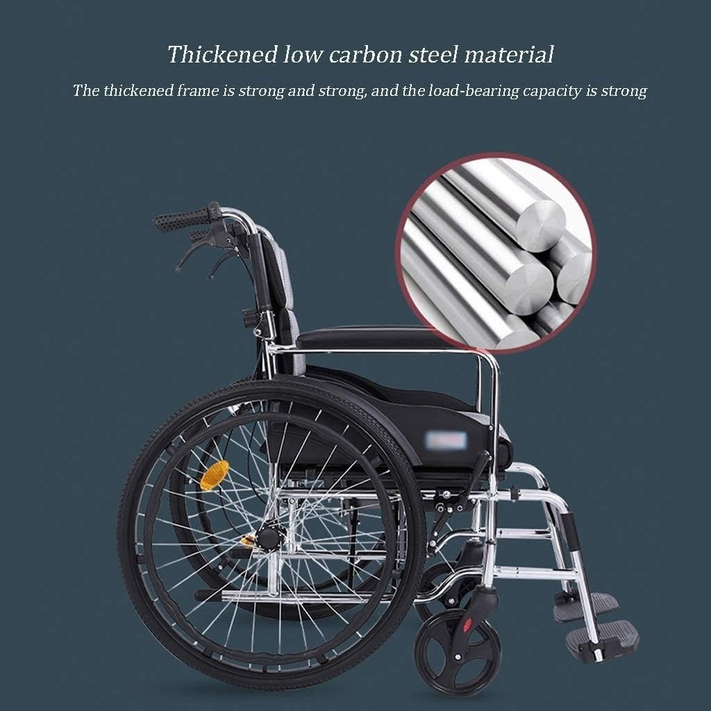 Wheelchair Foldable, Self-Propelled with Adjustable Pedals Non-Pneumatic Tire Honeycomb Breathable Cushion Disabled/Elderly Push Scooter,Red (Red)(Black)