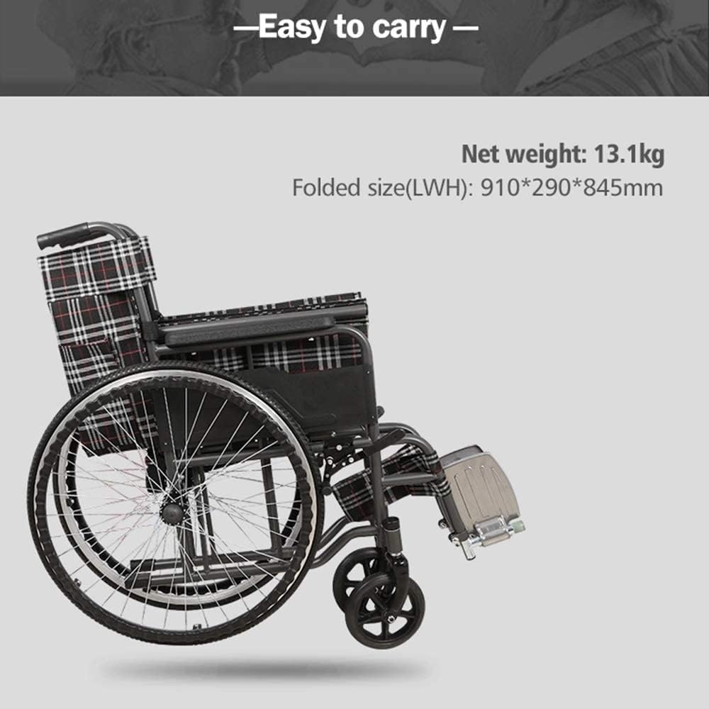 Wheelchair Aluminum Alloy, Manual Wheelchair Lightweight Folding Scooter Disabled Four Wheel Bearing Weight 130Kg/286lbs