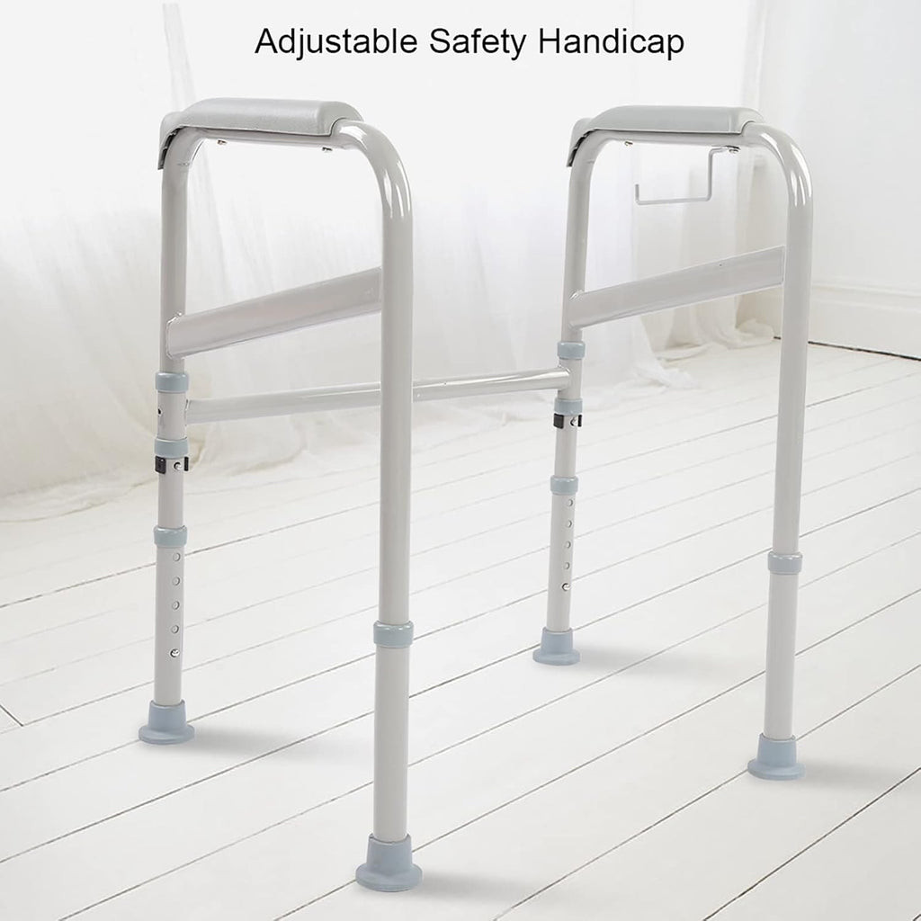 Adjustable Safety Toilet Grab Bar for Handicap Support - Non-Slip Textured Armrests, Durable Steel Bracket, Waterfall Design - Bathroom Aid for Disability Assistance