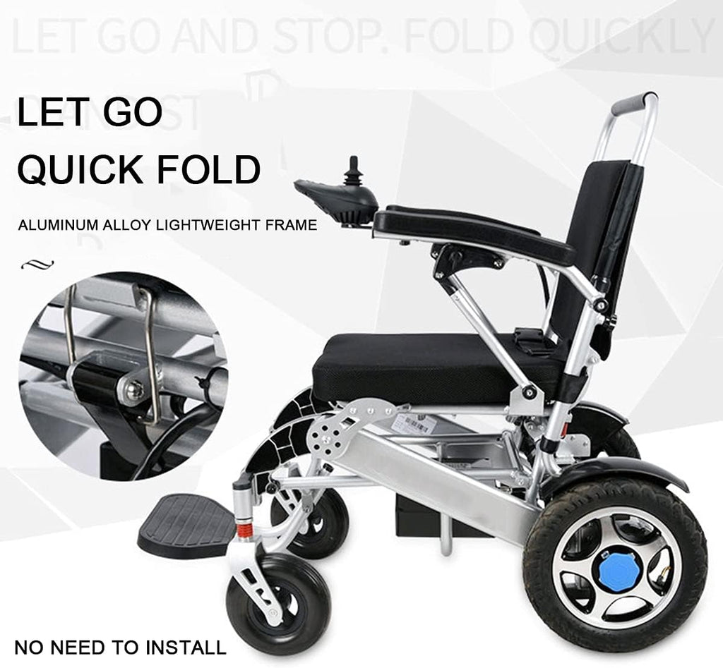 Wheelchairs for Adults, Electric Wheelchair Electric Wheelchair Lightweight Folding Wheelchair Scooter for The Elderly with Disabilities Aluminum Alloy Frame Lithium Battery (White)