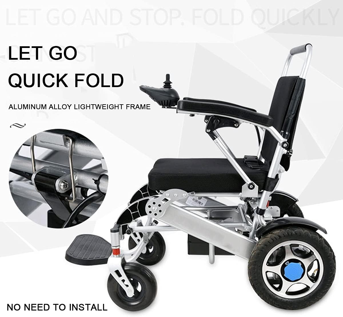 Wheelchairs for Adults, Electric Wheelchair Electric Wheelchair Lightweight Folding Wheelchair Scooter for The Elderly with Disabilities Aluminum Alloy Frame Lithium Battery (White)