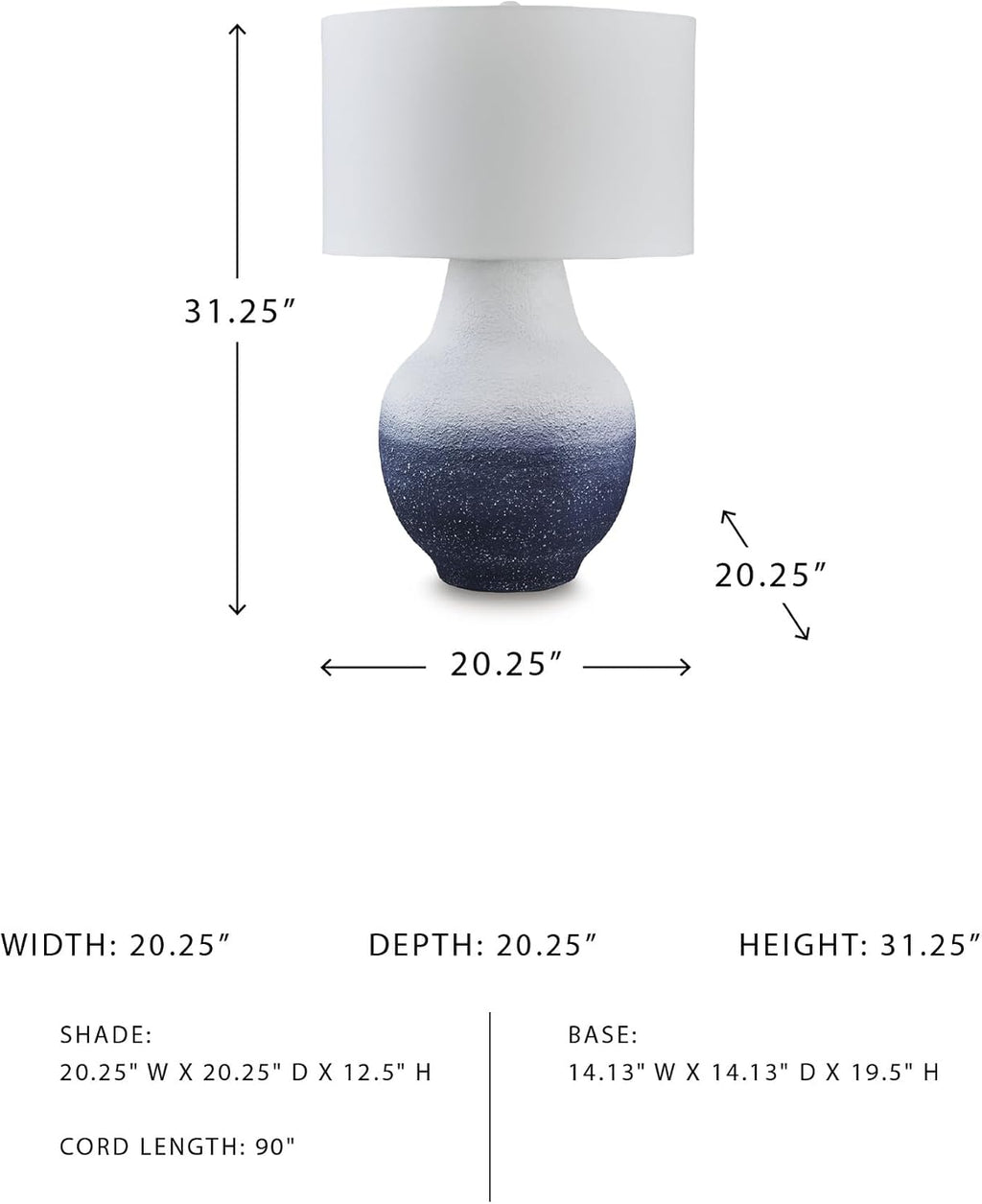 Signature Design by Ashley Dashland Coastal Metal Table Lamp with 3-Way Switch, White & Blue