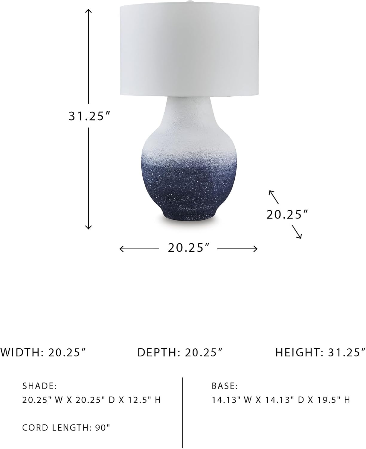 Signature Design by Ashley Dashland Coastal Metal Table Lamp with 3-Way Switch, White & Blue