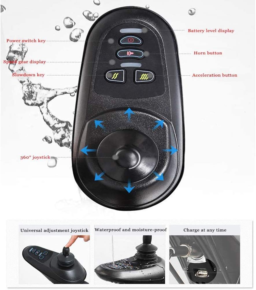 Cushionportable Folding Electric Mobility Wheelchair, Scooter for Disabled Elderly, 12A Lithium Battery, Battery Life20km