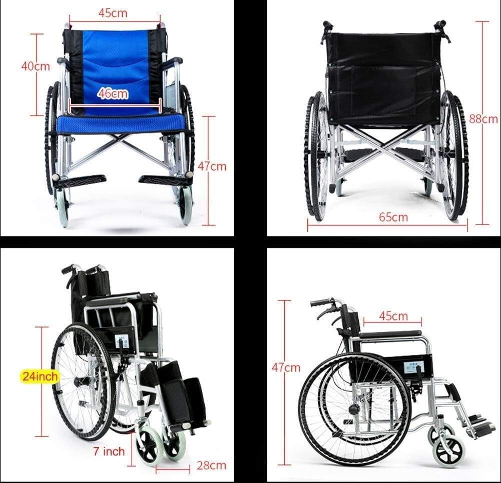 Wheelchair High-Carbon Steel, Fold Old Man Light Manual Inflatable Tire Convenient Manual Scooter,Portable