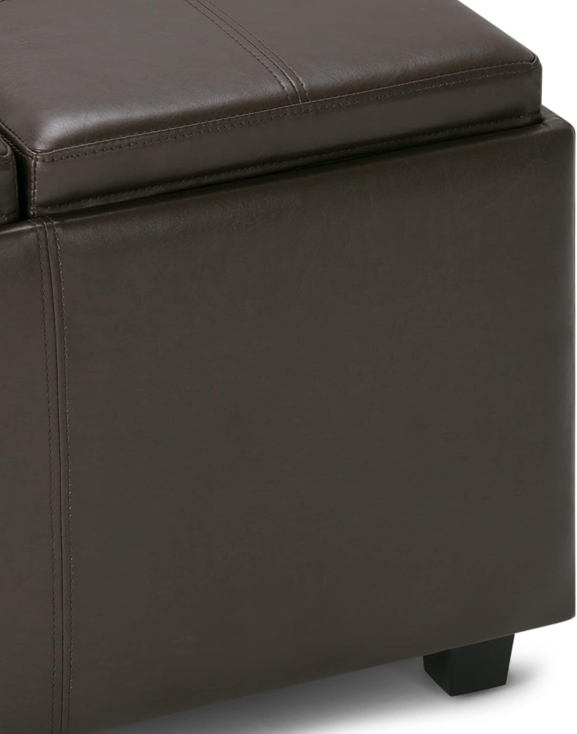SIMPLIHOME Avalon Storage Ottoman - 42 inch Wide Upholstered Vegan Leather Rectangular Flip-Top Ottoman in Chocolate Brown, Contemporary Coffee Table Ottoman for Living Room with Hidden Storage