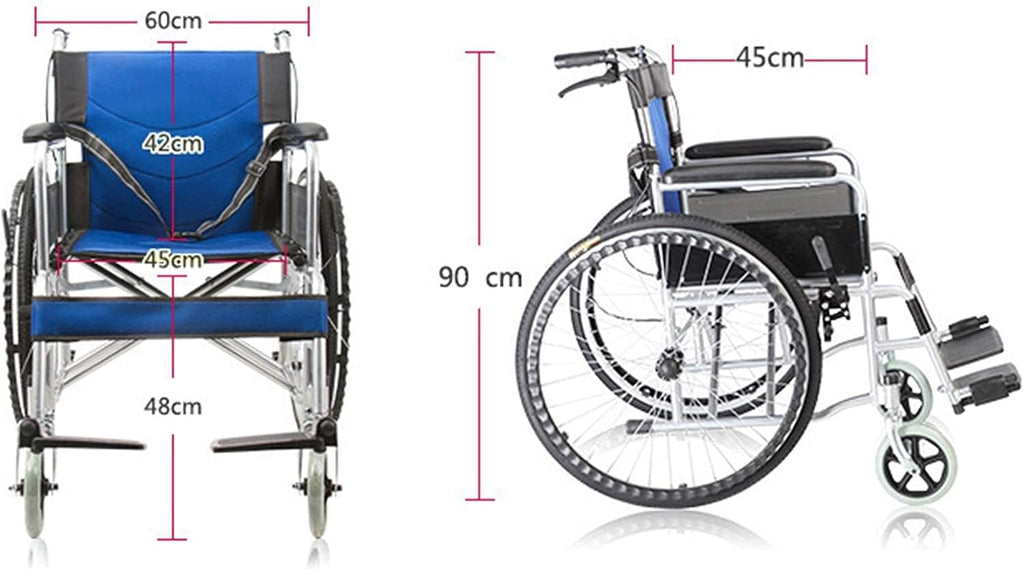Transport Wheelchair - Folding Elderly Wheelchair Reinforced Steel Lightweight Scooter for The Elderly Lightweight Trolley Easy to Operate