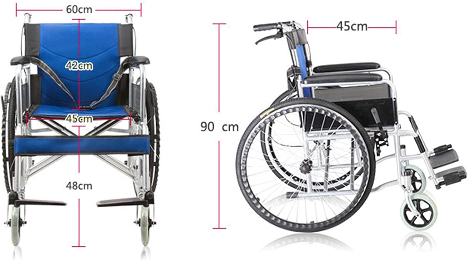Transport Wheelchair - Folding Elderly Wheelchair Reinforced Steel Lightweight Scooter for The Elderly Lightweight Trolley Easy to Operate