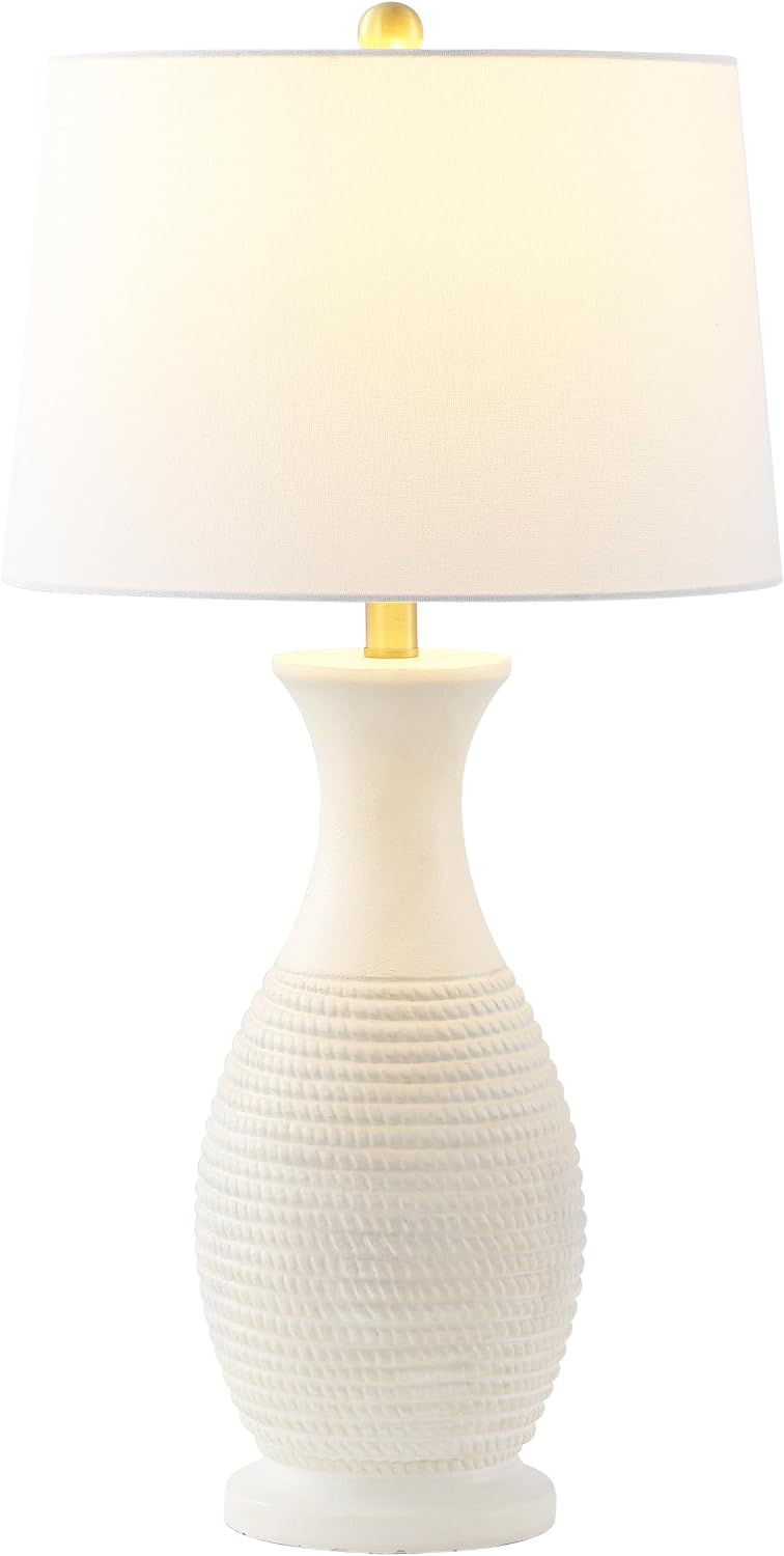 SAFAVIEH Lighting Collection Bentlee Bone & White 30-inch Table Lamp Set of 2 (LED Bulbs Included)