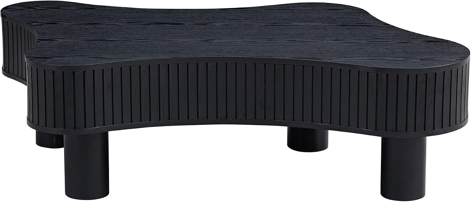 JUSTONE Wood Coffee Table - 42.52' Mid Century Modern Wooden Coffee Tables for Living Room, Accent Center Table Side Table with Solid Wood Leg Center Table for Apartment (Black)