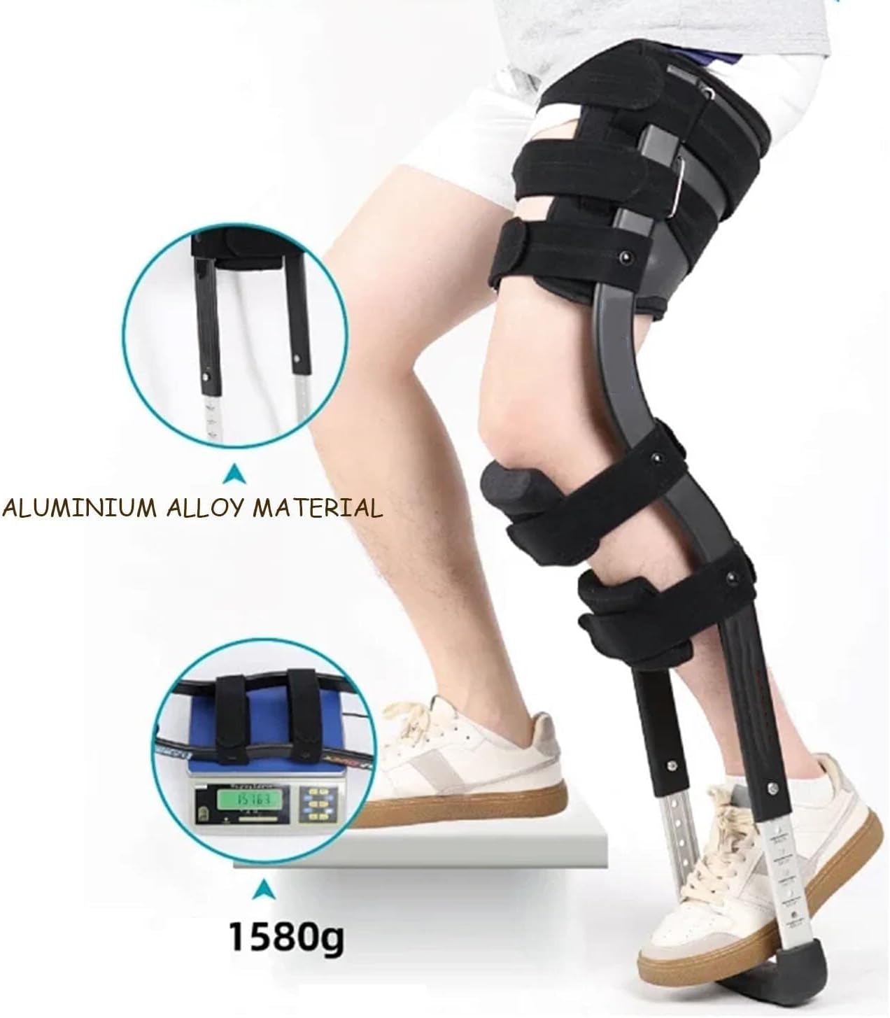 FoRes Walking Aids Pain Free Knee Crutch Hands Free Crutch Adjustable Crutches for Walking Leg Knee Mobility Support for Disability Elderly Injury Ankle Fracture