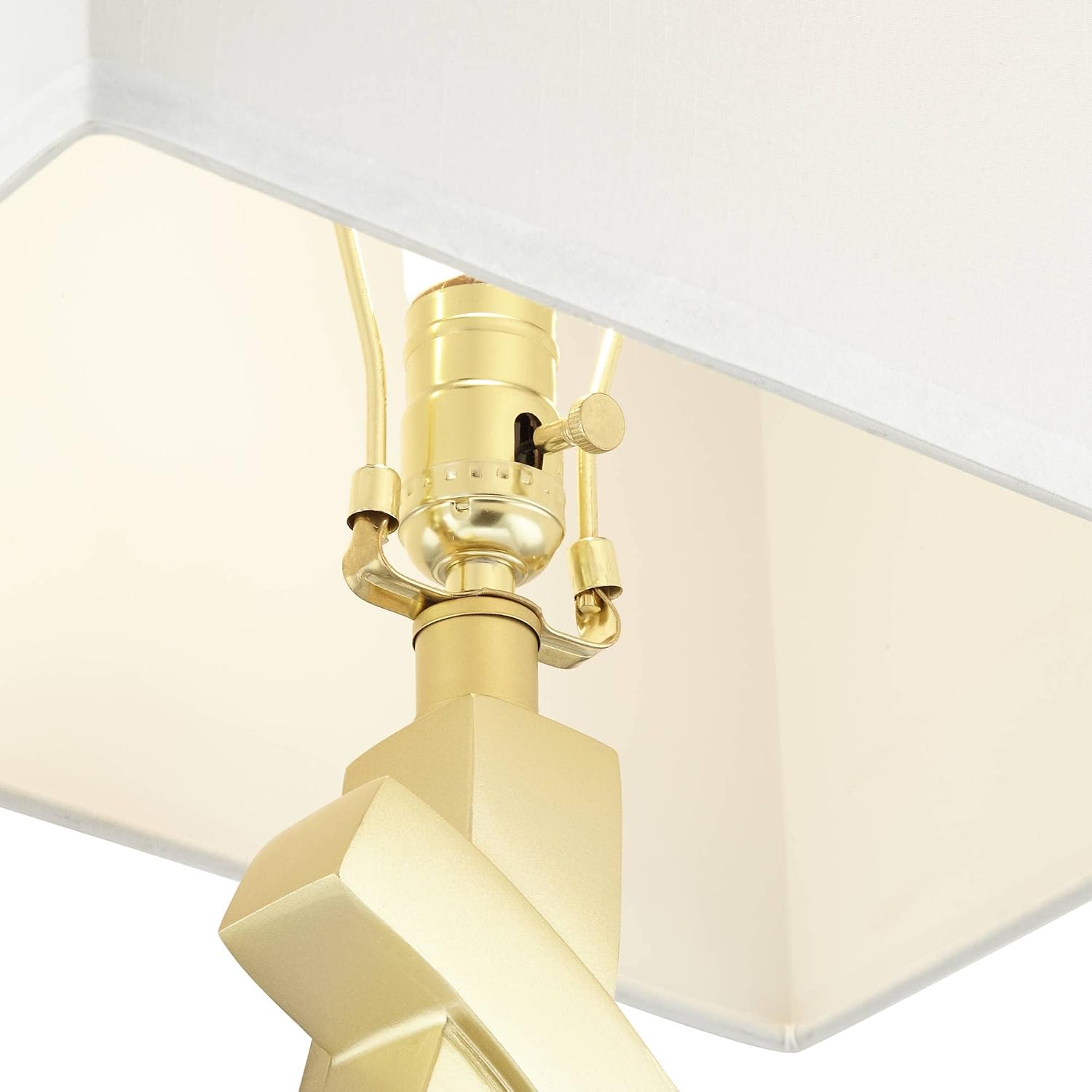 360 Lighting Simone 28' Tall Set of 2 Modern Table Lamps with USB Ports A+C Charging Sculptural Gold Metal White Rectangular Shade Decor Living Room Bedroom House Bedside Nightstand Home Office