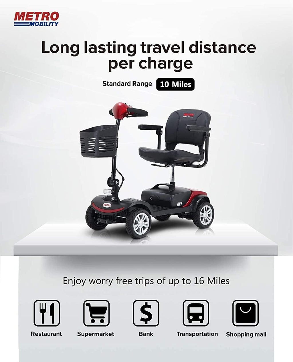 Folding Mobility Scooter for Seniors 4 Wheel Scooter for Adults Electric Medical Scooter Compact for Travel - Electric Powered Wheelchair Device - Compact Heavy Duty Mobile(M1 Red)