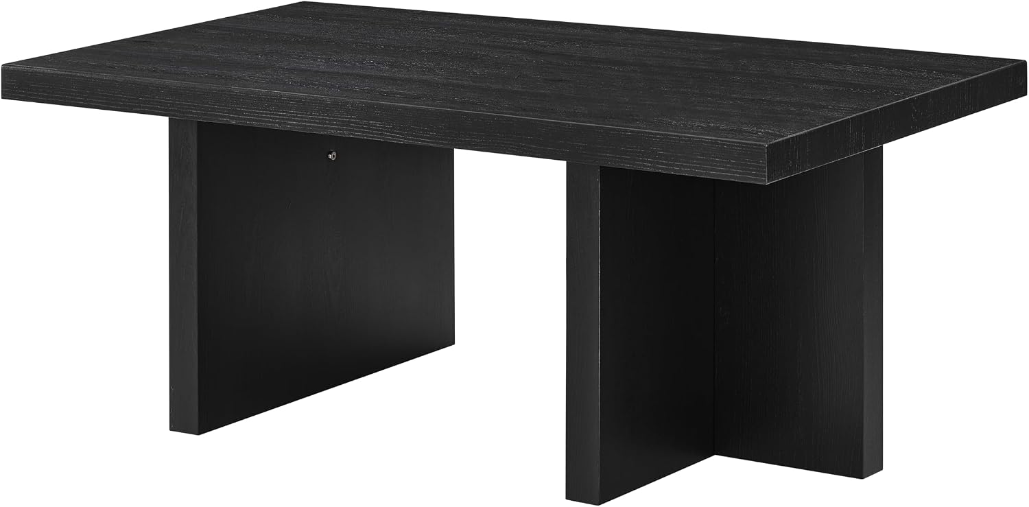 Roundhill Furniture Mchome 3-Piece Coffee Table Set, Coffee Table and Two End Tables, Black Finish