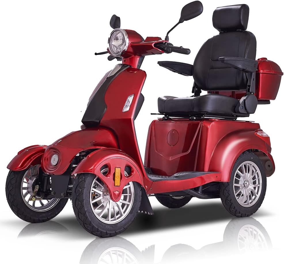 Heavy Duty 4 Wheel Mobility Scooters for Seniors & Adults 500lbs Capacity - Electric Powered Chair - 1000W All Terrain Fast Mobility Scooter for Travel w/Long Range Battery Remote Key