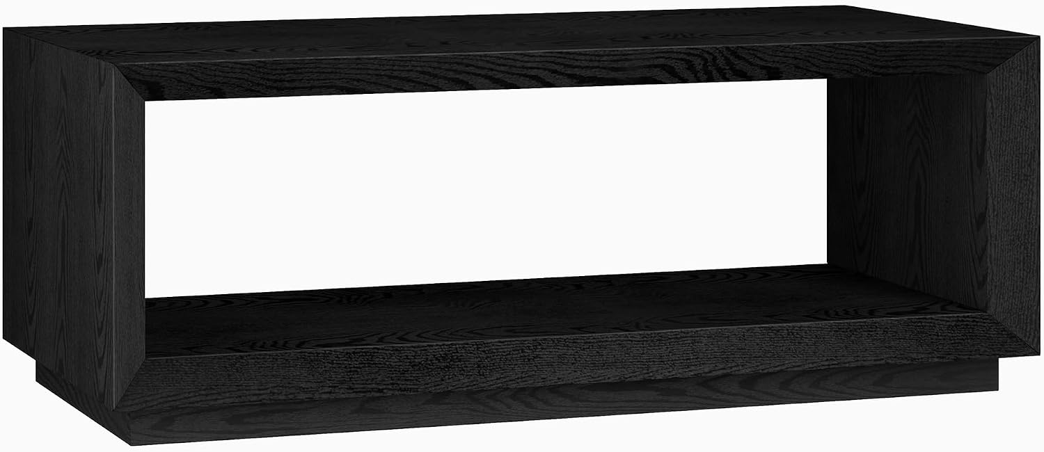 Henn&Hart 48' Rectangular Coffee Table with Open Storage Shelf for Living Room, Family Room, or Office, Natural Black