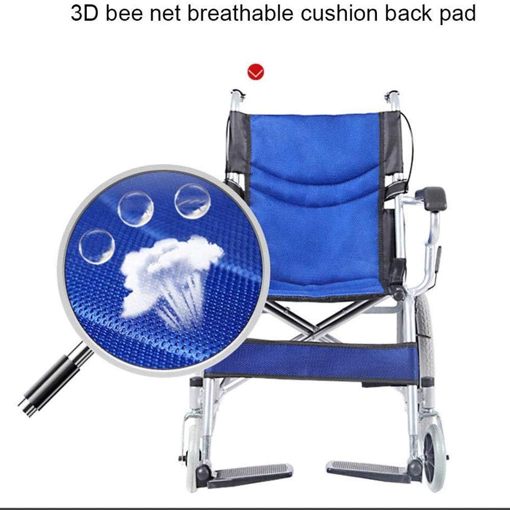 Wheelchair,Thick Aluminum Alloy Manual Wheelchair Folding Lightweight Elderly Disabled Elderly Portable Push Scooter, Aluminum Alloy