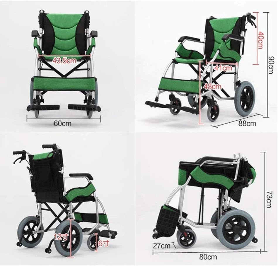Wheelchair,Wheelchair Aluminum Folding Portable Trolley Elderly Disabled Ultra Light Portable Travel Small Wheel Scooter