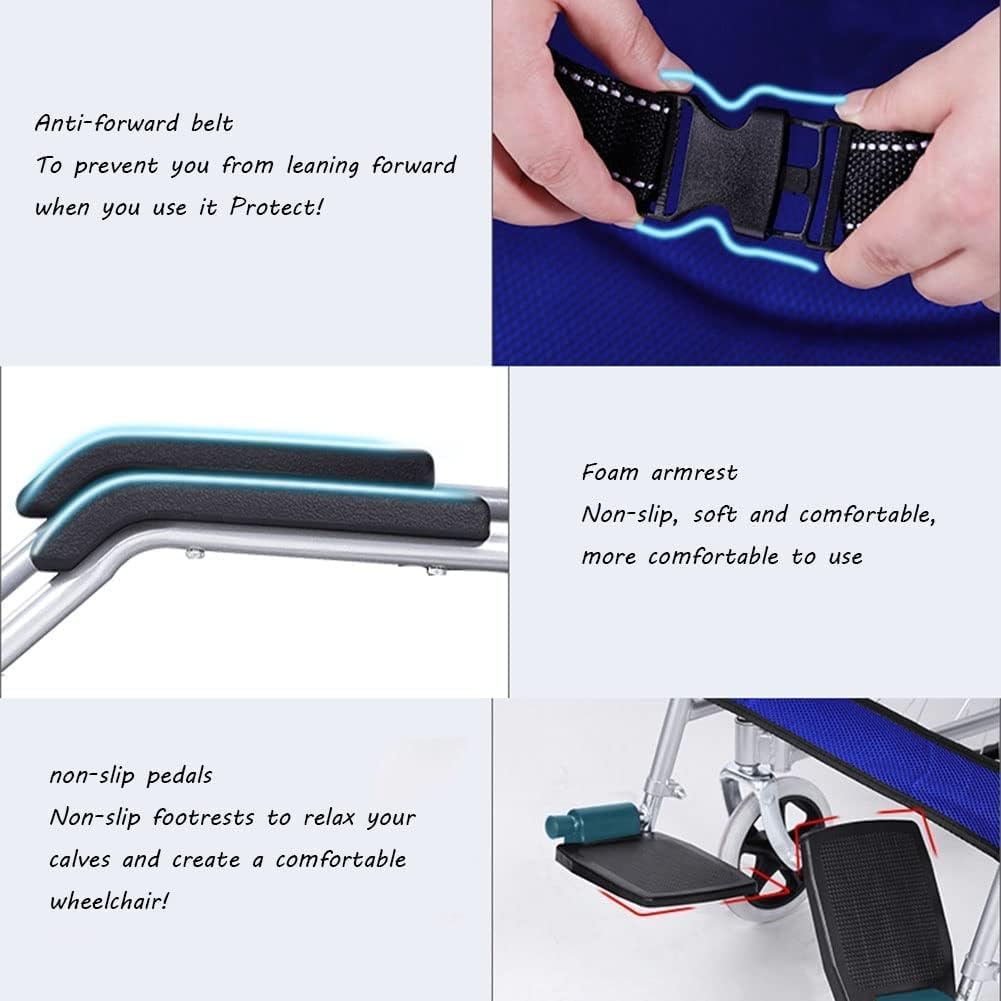 Folding Wheelchair Walking Chair Portable Ultra-Light Portable Wheelchair Detachable with handbrake Disabled Elderly Scooter