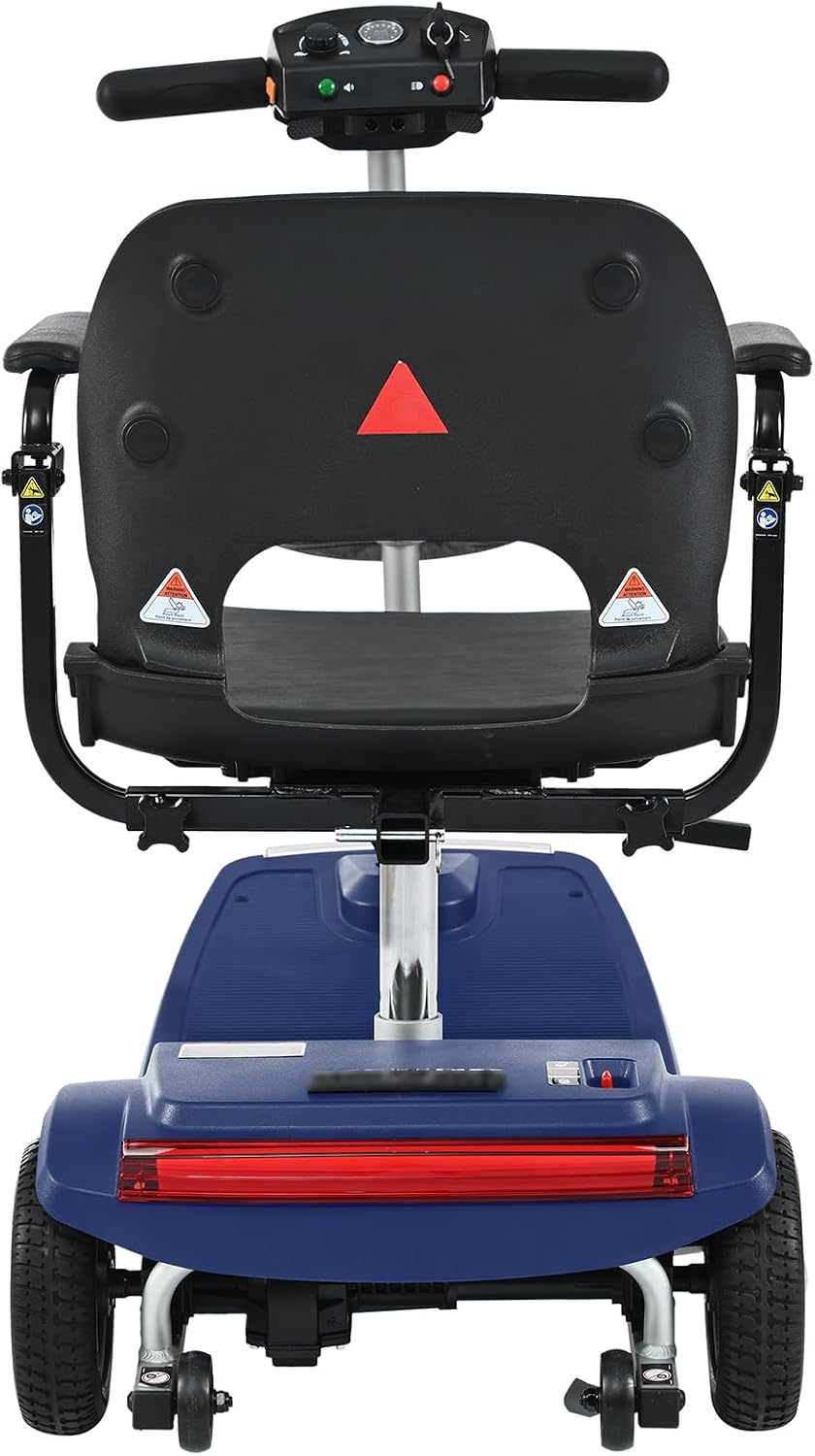 Mobility Scooters for Seniors & Adults 350 Lb Weight All Terrain,Lightweight 4-Wheel Powered Mobile Scooter,Foldable Disability Electric Wheelchair,Luxury Seat,w/Led Lights,15Miles,5MPH,Blue