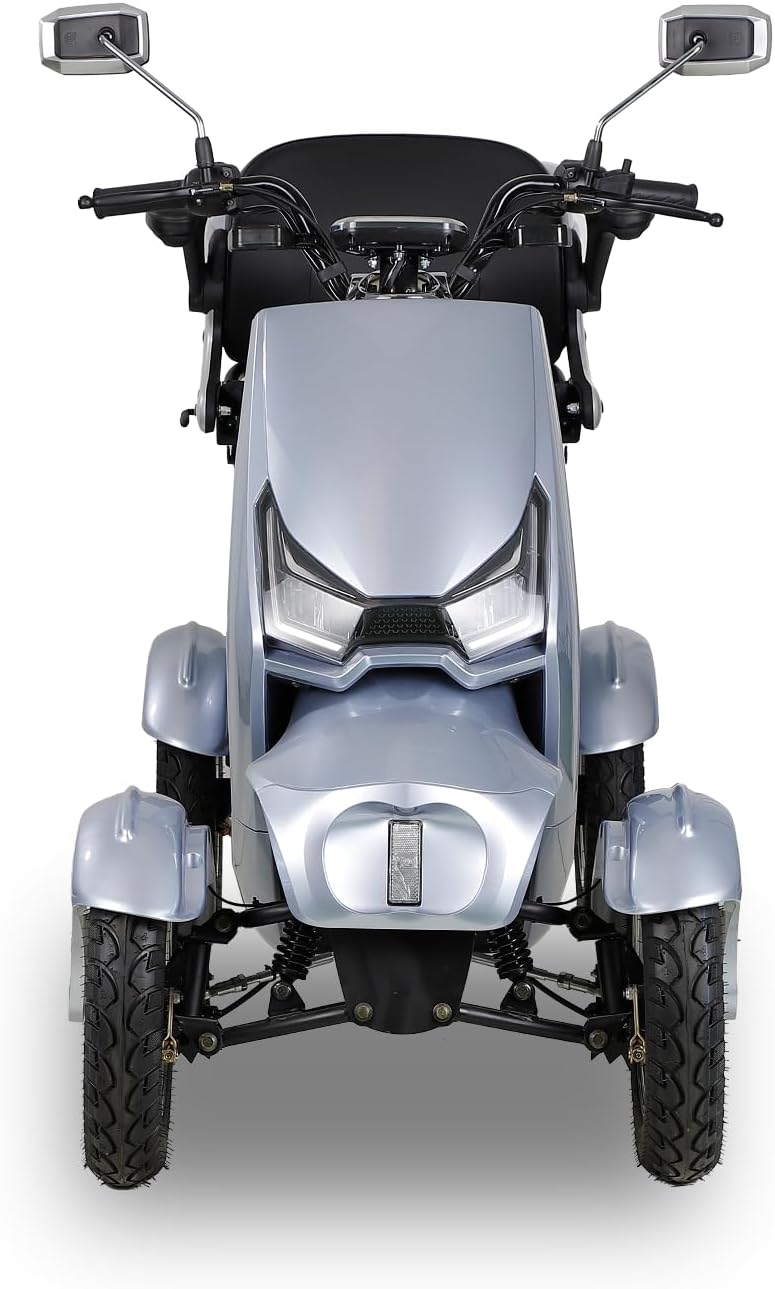 Mobility Scooters for Seniors & Adults 400 Lb Weight Foldable,All-Terrain 4-Wheel Heavy Duty Portable Scooter,Disability Mobile Electric Wheelchair,Luxury Seat and Front Rear Led Lights,Silver