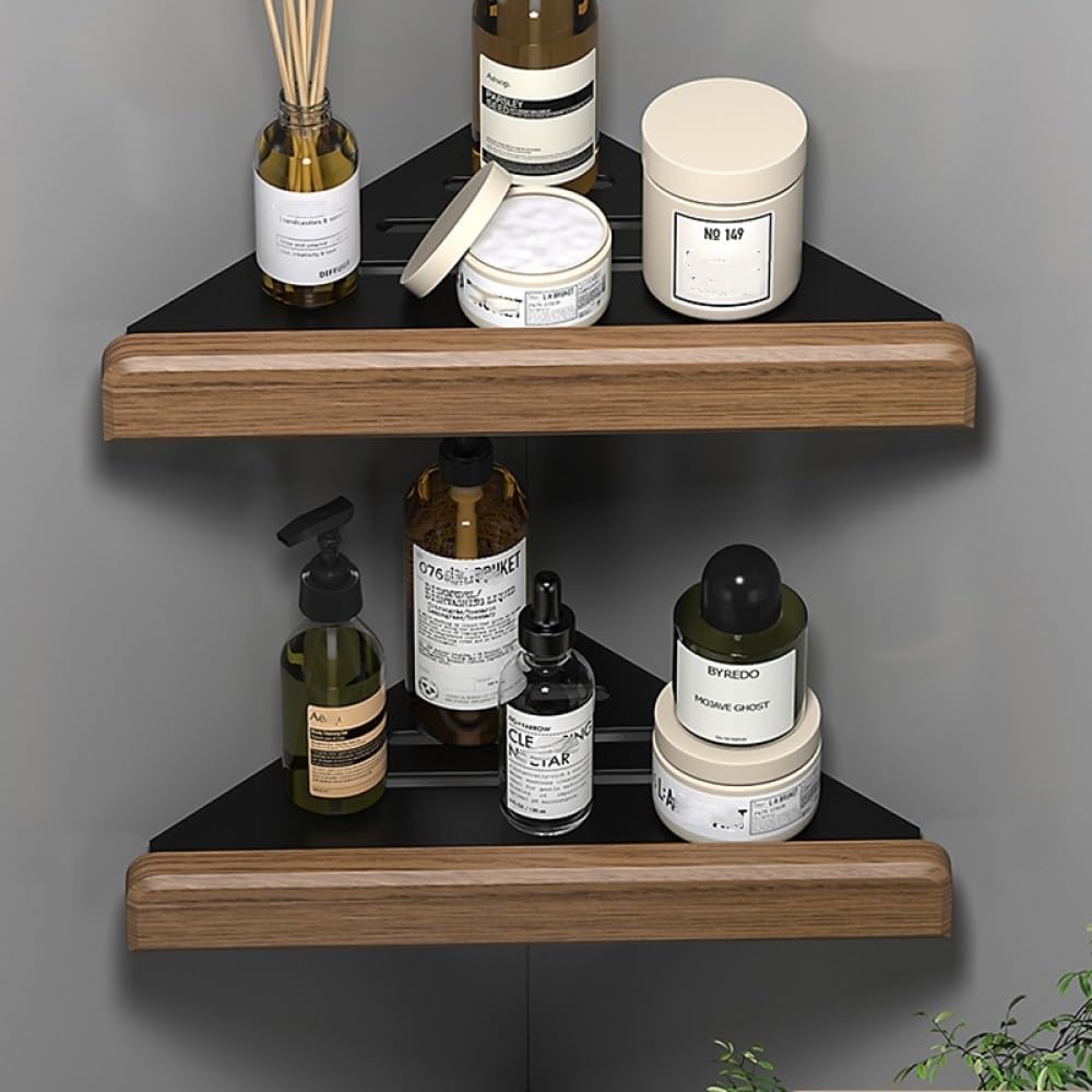 Bathroom Hardware Set Black Wood Bath Accessories Wall Mounted Towel Rack Towel Bar Toilet Brush Towel Hooks Paper Holder,H