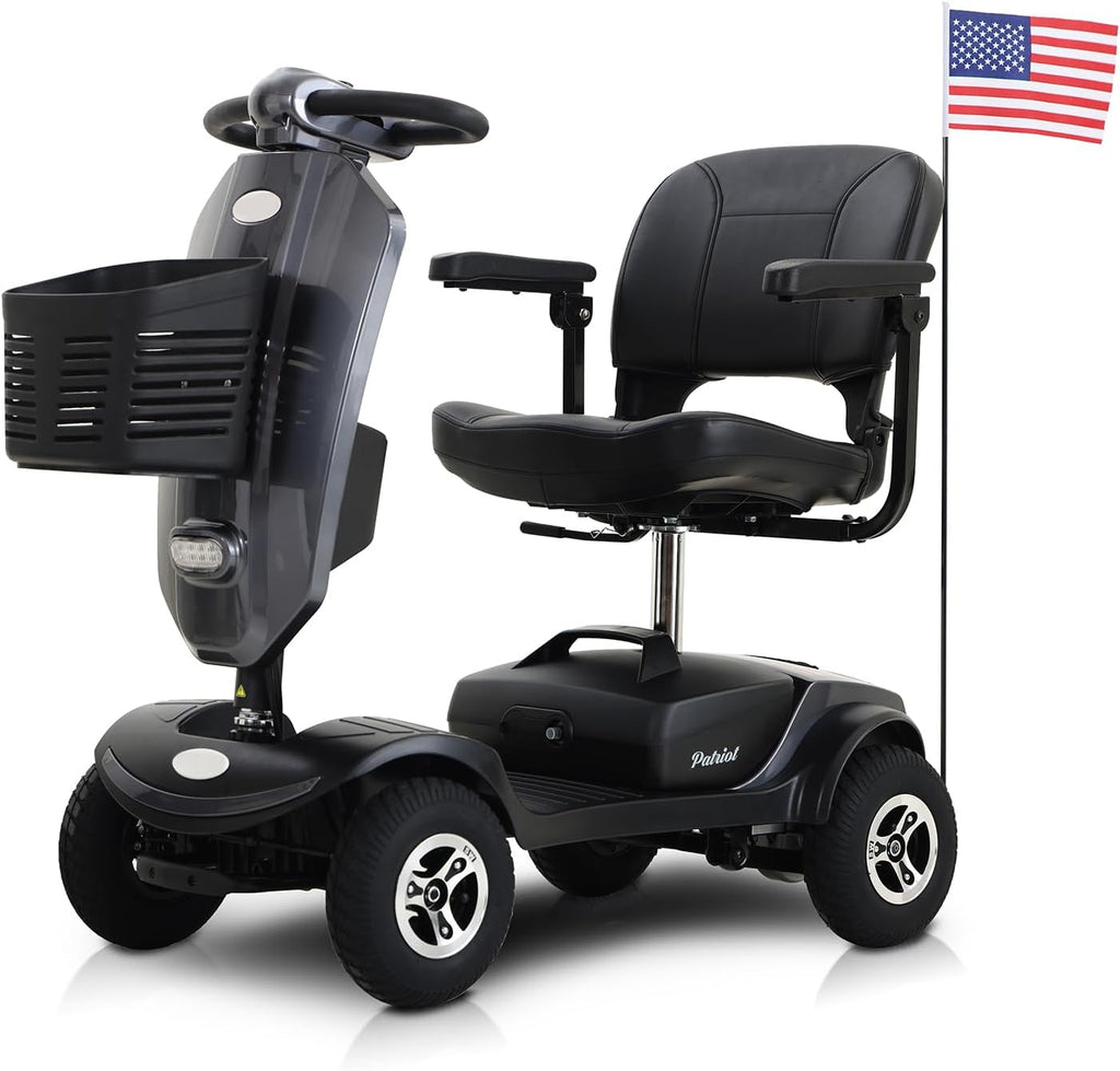 Mobility Scooters for Seniors & Adults 400 Lb Weight All Terrain,Heavy Duty 4-Wheel Powered Scooter,Foldable Mobile Disability Electric Wheelchair,Luxury Seat and Front Rear Led Lights,Black
