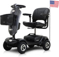 Mobility Scooters for Seniors & Adults 400 Lb Weight All Terrain,Heavy Duty 4-Wheel Powered Scooter,Foldable Mobile Disability Electric Wheelchair,Luxury Seat and Front Rear Led Lights,Black
