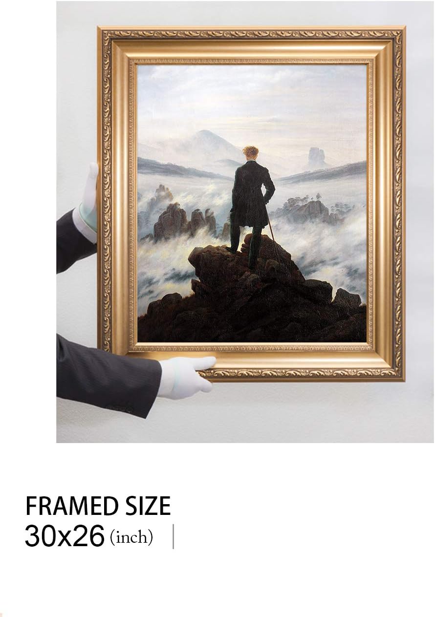 DECORARTS Wanderer Above the Sea of Fog (1818) by Caspar David Friedrich Giclee Prints Framed Art for Wall Decor. Framed Size: 30x26