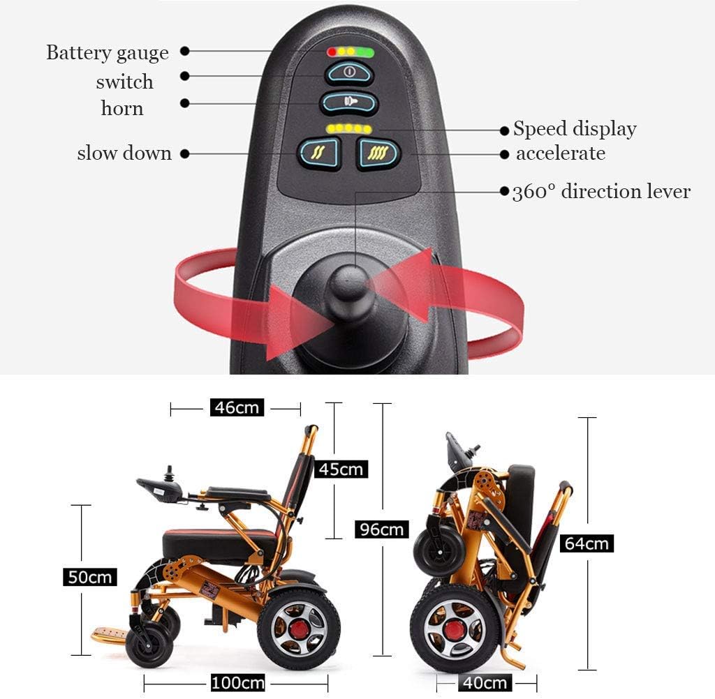 Folding electric wheelchairs, lightweight all-terrain electric wheelchair scooter dual-motor electric chair 12A 15Km aluminum lithium battery, suitable for all ages with disabilities paraplegi