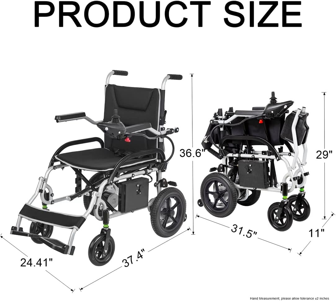 Electric Wheelchair, Lightweight 37.5 lbs,Dual180W Motor Power,10AH Battery,12 Miles Range for Adults, Foldable Lightweight Electric Wheelchairs with Seatbelt, Max Capacity:265 lbs