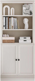 JAHRSTIM Halston Bookcase with Doors, 5-Tier Tall Storage Shelf, Adjustable Shelving Unit Closet Organizer and Storage for Living Room Home Office Bedroom, Modular Bookcase Bookshelf with Doors