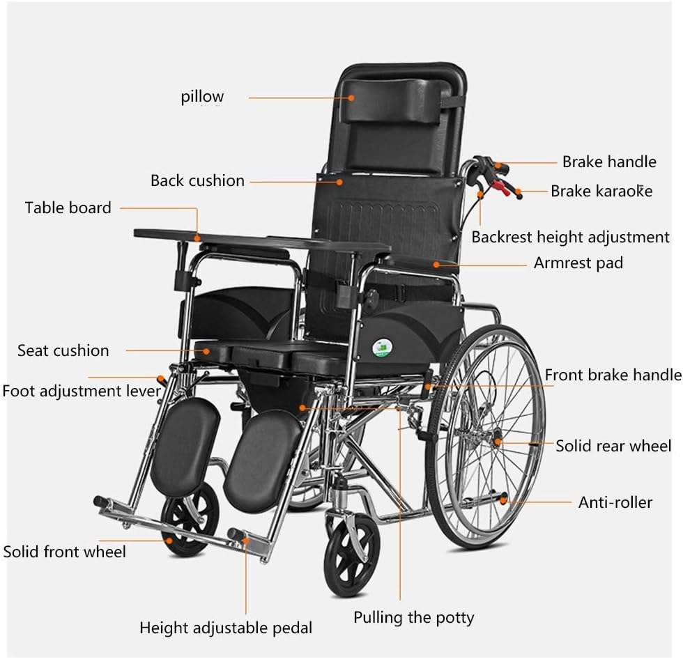 Wheelchair Self-Style, Home High Back Lying Collapsible Portable Travel Old Man Trolley Disabled Scooter,Portable