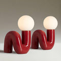 360 Lighting Fondant 11 1/2' Small Mid Century Modern Accent Table Lamps Set of 2 Velvet Red Ceramic Glass White Shade Living Room Bedroom Bedside Nightstand House Office Home Reading