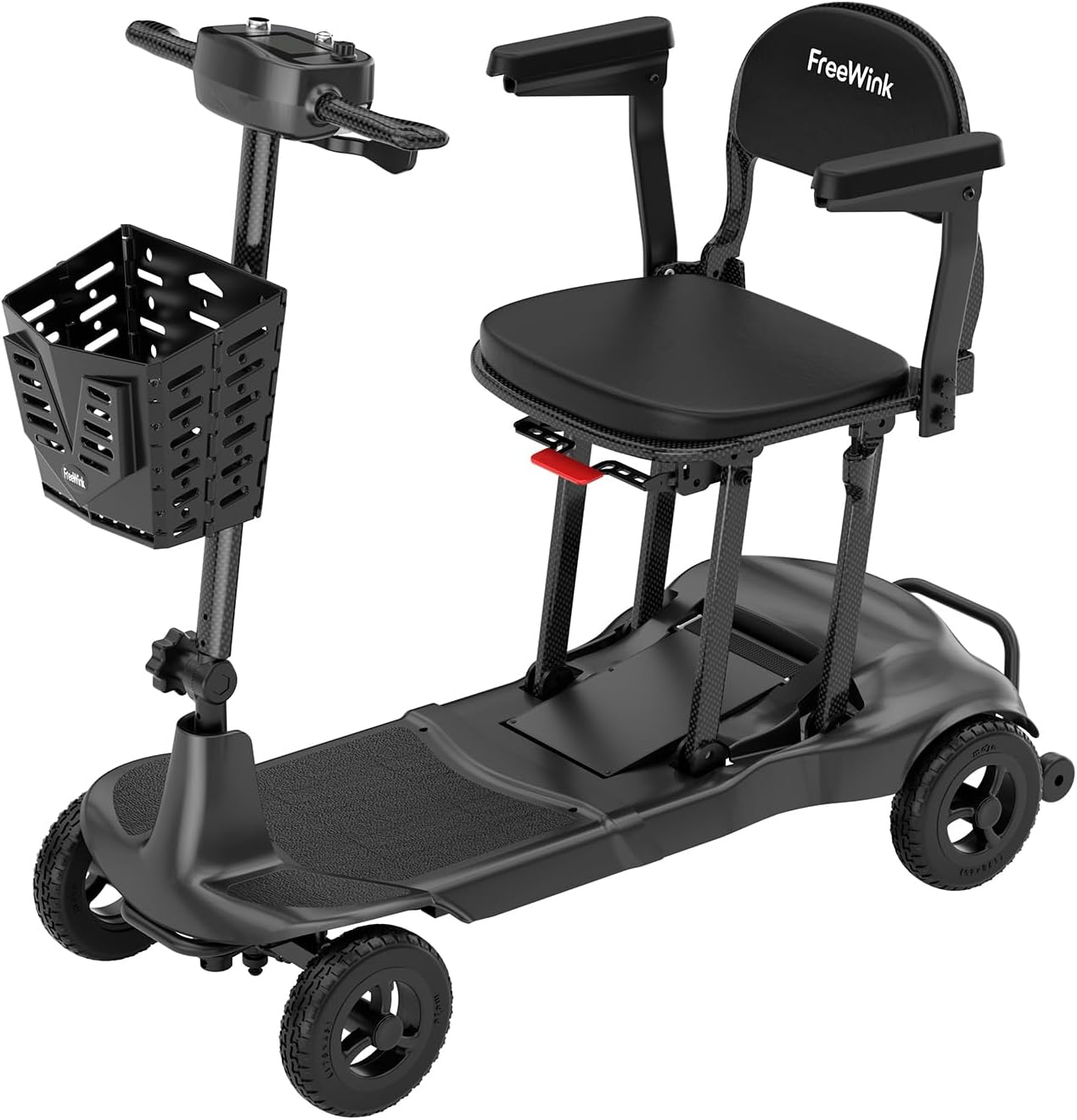Mobility Scooters for Adults & Seniors - Ultra Lightweight 27.5 lbs Carbon Fiber Folding Electric Scooter - Airlines Approved All-Terrain Portable Scooter with Basket and Charger Included-Carbon Black