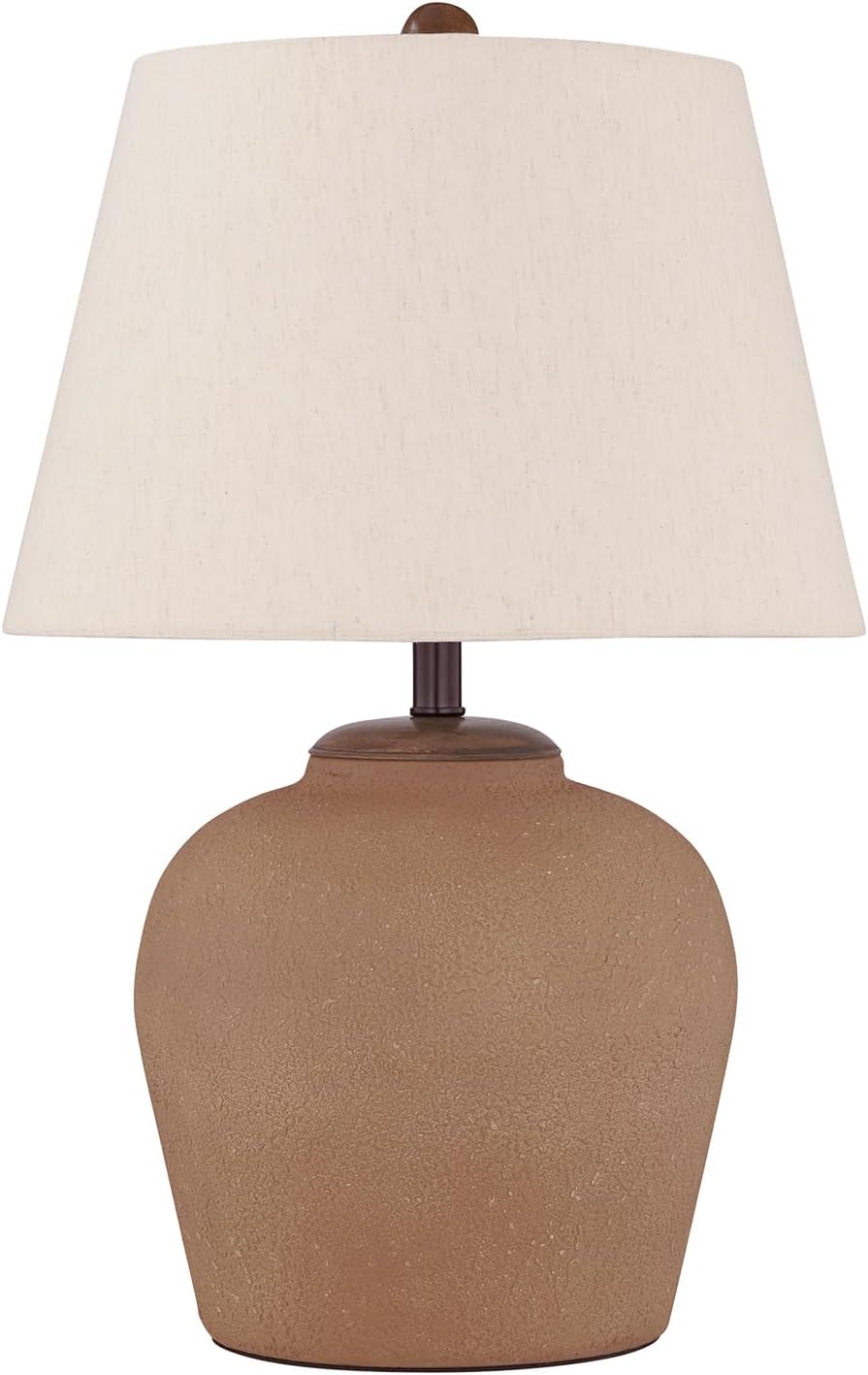 Signature Design by Ashley Scantor Industrial Textured Metal Table Lamp with 3-Way Switch, Light Brown