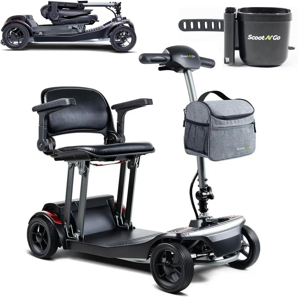 Mobility Scooter for Senior & Adults, Cruise & Airport Approved-44lb Foldable Portable Motorized Scooters with Removable Lithium Battery for 15.53 Miles Travel, 298lb Capacity (with 2-in-1 Holder)