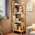 Solid Wood Floor-Standing Storage Rack, Modern Minimalist Storage Shelf, Corner Storage Rack, Corner Bookcase for Bedroom, Living Room(Natural)