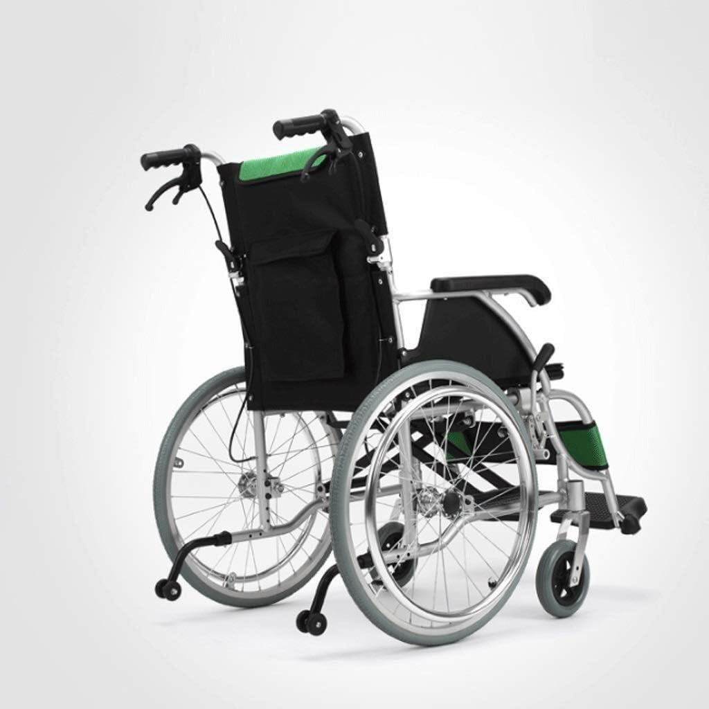 Wheelchair Thicken Aluminum Alloy Manual, Fold Light Elderly/Disabled Portable Trolley Scooter Transport Walker,Portable