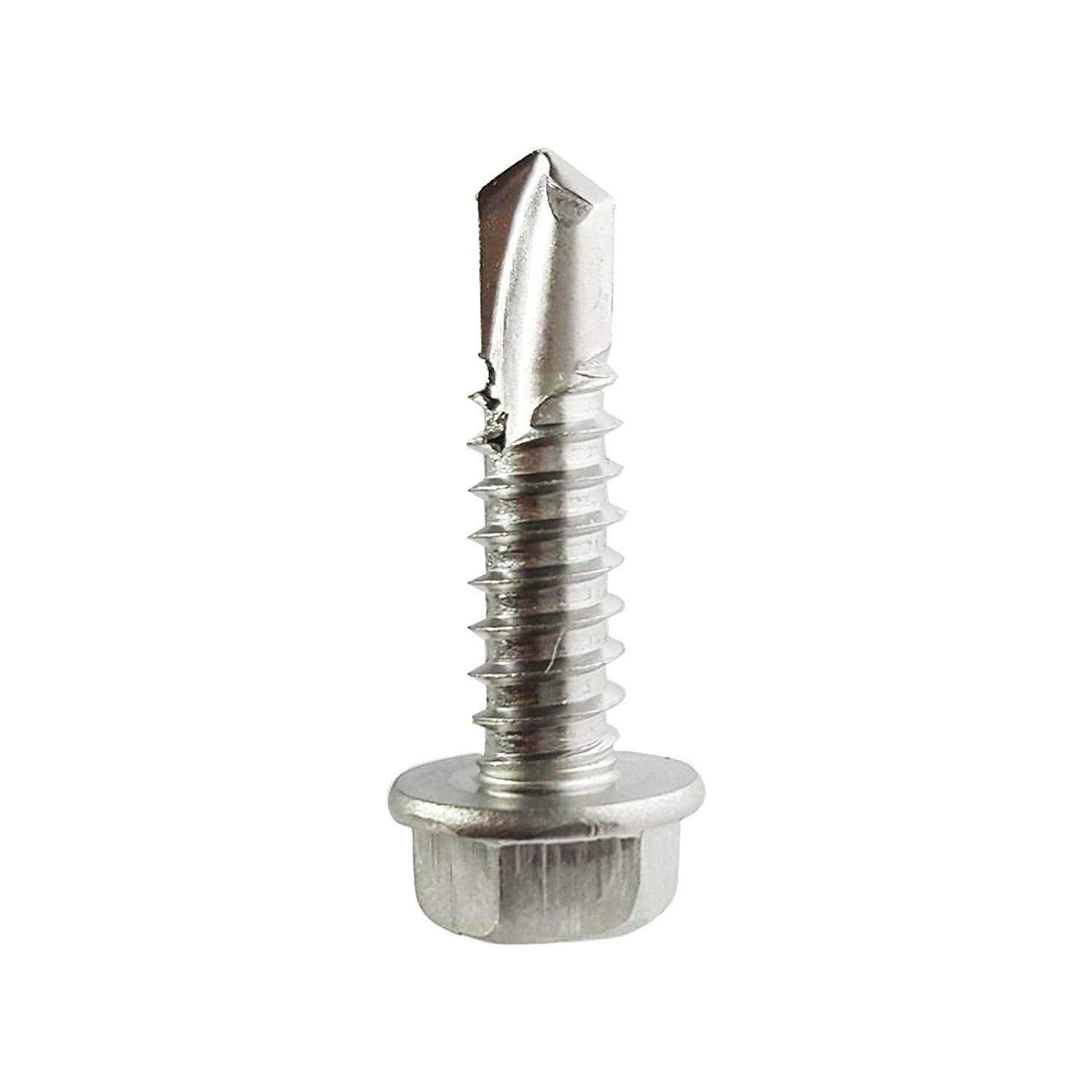 #14 x 3/4' - Hex Head Self Drilling Metal Tek Screws Stainless Steel 250 Pcs self Tapping Screws Metal B2B