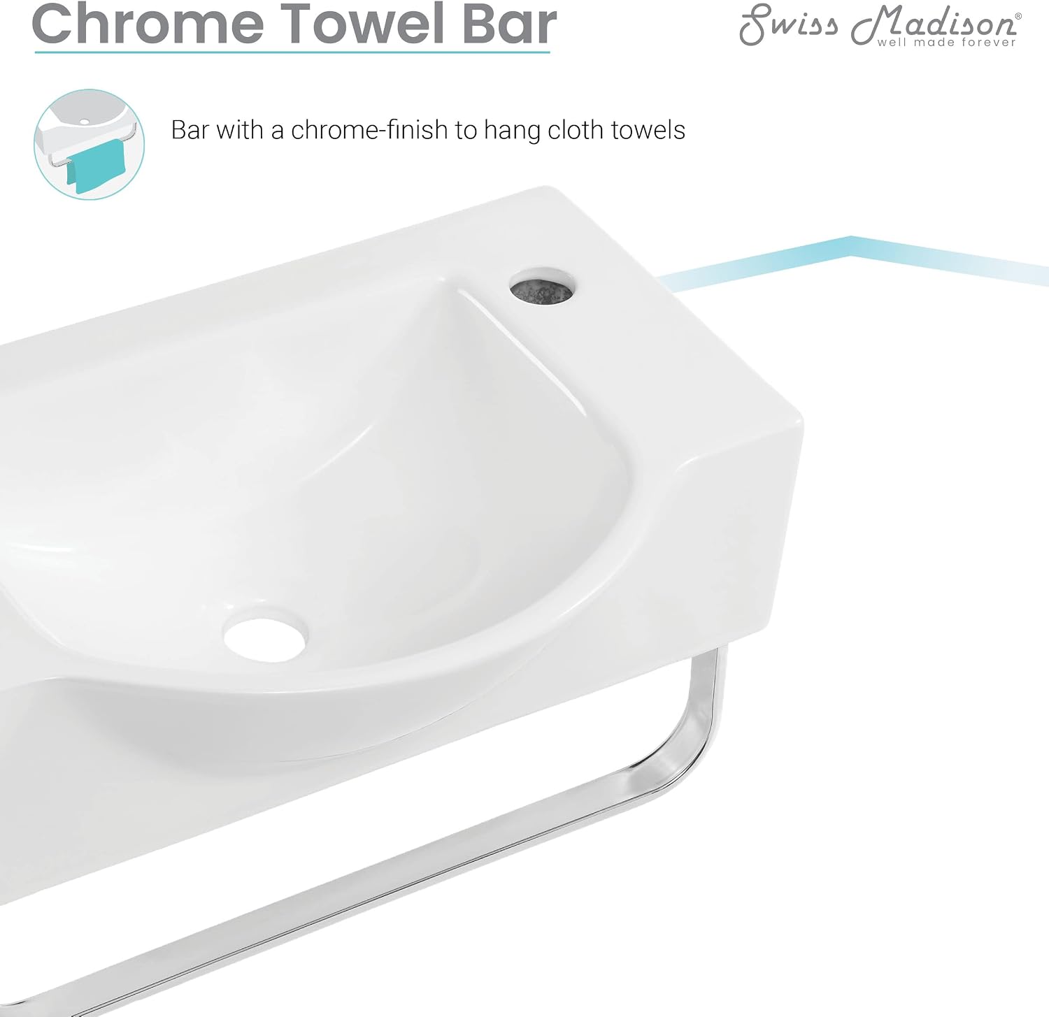 Château 21.5' Right Side Faucet Wall-Mount Bathroom Sink with Chrome Towel Bar