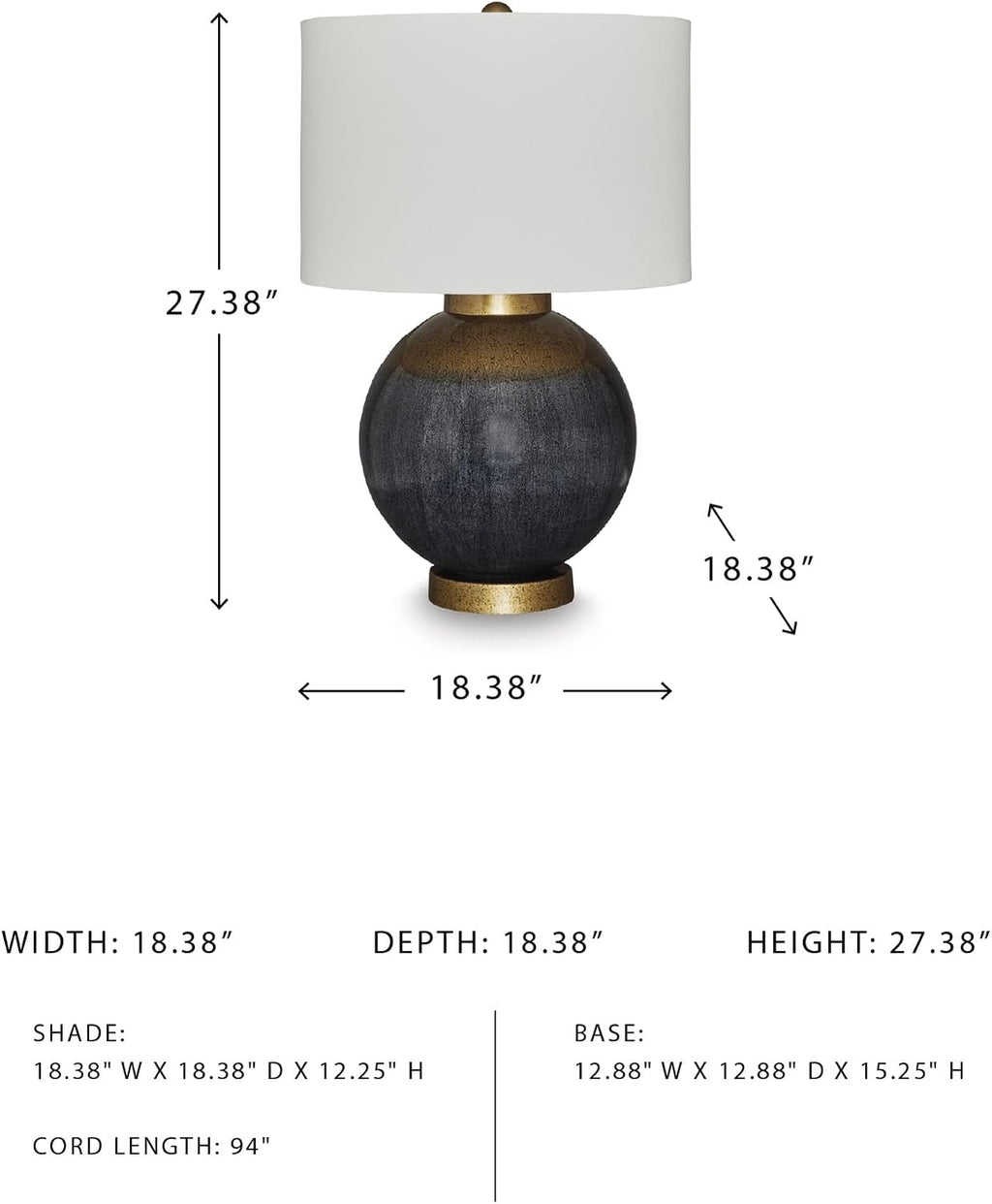 Signature Design by Ashley Adara Retro Metal Table Lamp with 3-Way Switch, Blue & Metallic