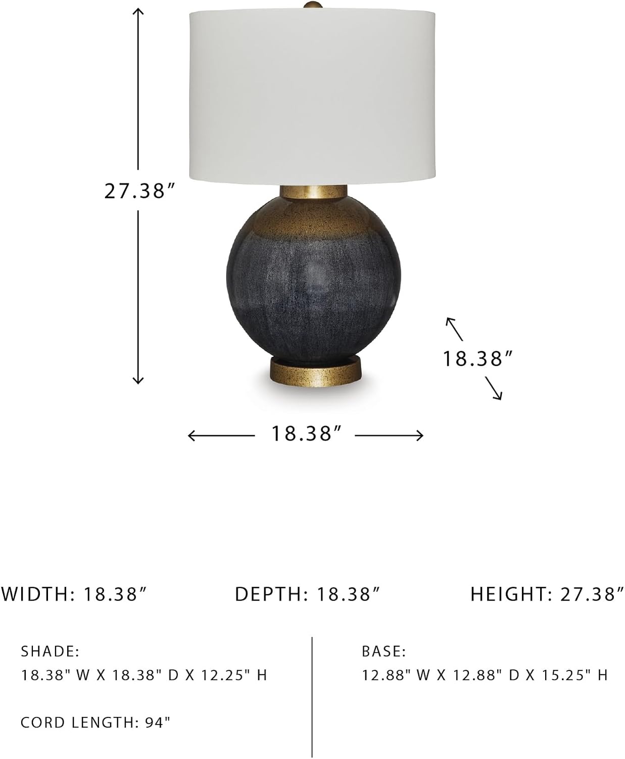 Signature Design by Ashley Adara Retro Metal Table Lamp with 3-Way Switch, Blue & Metallic