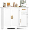 Giantex Sideboard Buffet Cabinet, Modern White Sideboard Cabinet with 2 Drawers, 3 Doors & Adjustable Shelf, Wooden Coffee Station, 40'' Storage Buffet Table for Kitchen, Living Room, Entryway