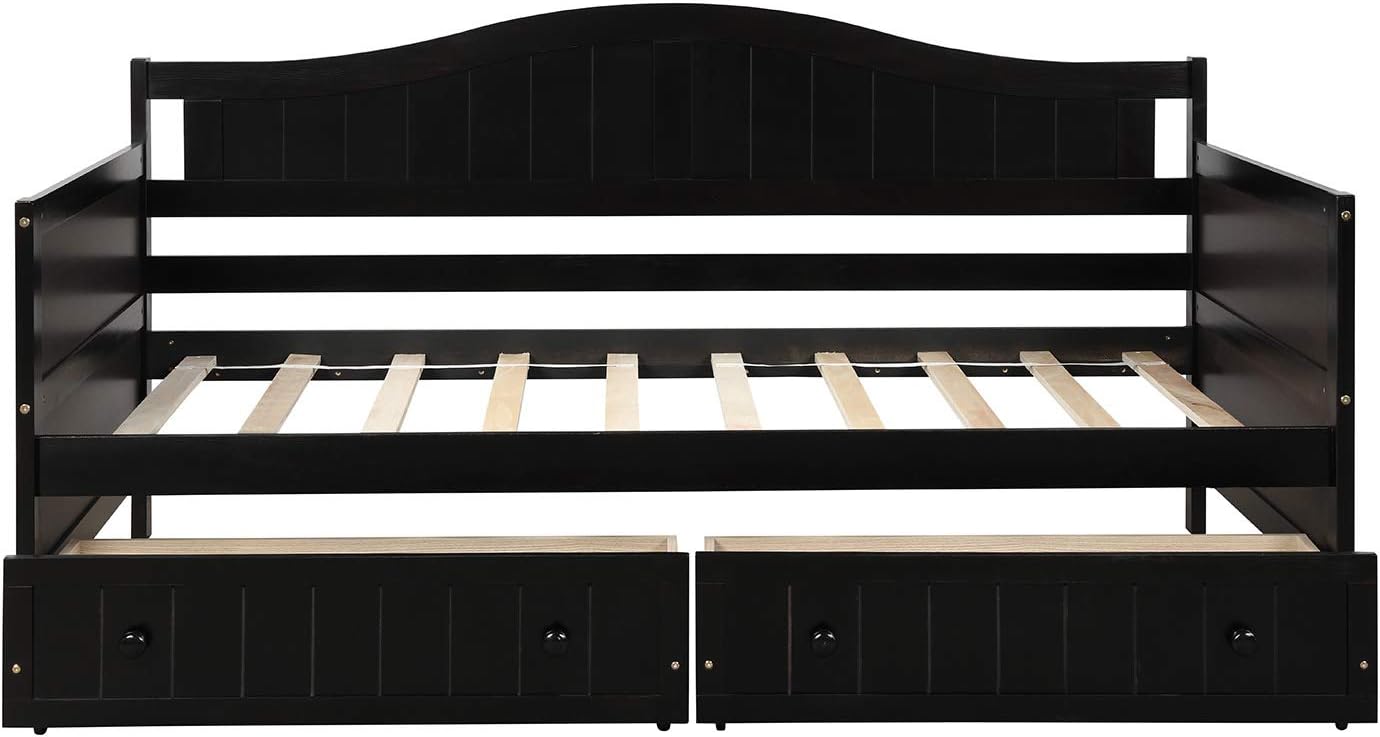 Harper & Bright Designs Wood Daybed with Storage Drawers, Twin Daybed Sofa Bed Frame for Bedroom, Guest Room, Living Room