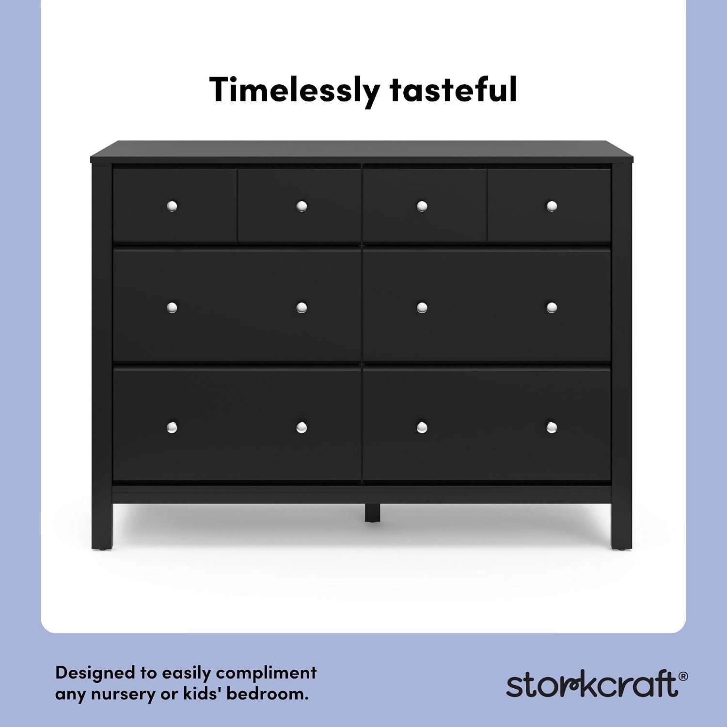 Storkcraft Horizon 6 Drawer Dresser (Black) – GREENGUARD Gold Certified Dresser for Nursery & Kids' Room, Modern Storage with Interlocking Drawer System